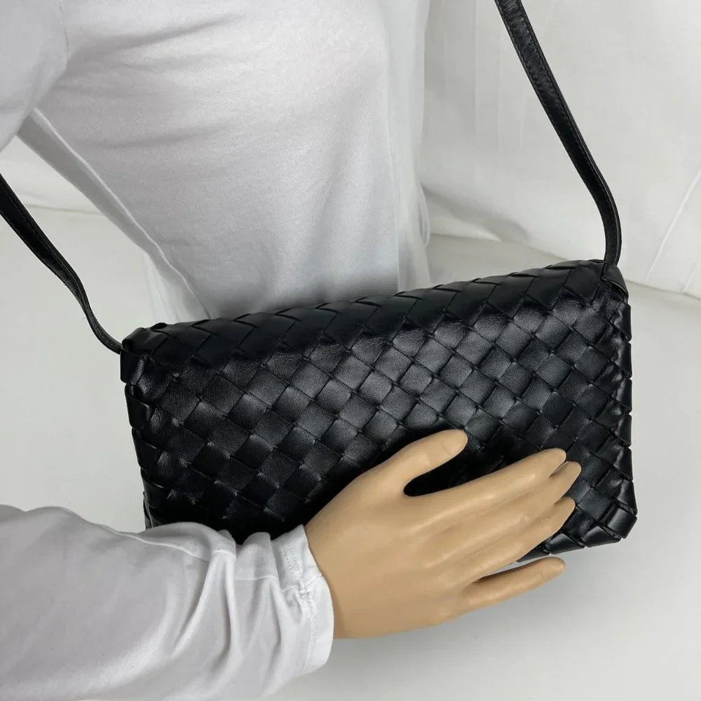 Bottega Veneta Intrecciato Black Nappa Leather Shoulder Bag